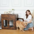 thumbnail image 6 of Dog Crate Furniture, Dog Kennel with 2 Drawers and Removable Cushion, Heavy-Duty Dog Cage Side End Table, Wooden Dog House with Side Door for Large Medium Dogs, Chew-Resistant, 6 of 7
