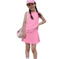 thumbnail image 7 of Summer Outfits for Children Girls Size 7 Cute Preppy Two Piece Outfits Activewear Casual Tank Topss Top and Skirts Clothing Sets Pink 3-4 Years, 7 of 7