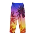 thumbnail image 5 of Disketp Palm Trees At Sunset Print Women'S Comfy Pajama Pants Casual Drawstring Palazzo Lounge Wide Leg Pants, 5 of 9