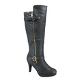 thumbnail image 1 of Bottes à Talons Hauts à Fermeture Éclair à Bout Rond Décontractées pour Femmes Dames (Gris, 8), 1 of 5