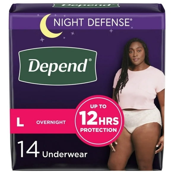 Depend Night Defense Incontinence Underwear for Women, Overnight, Large (Pack of 6)