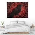 thumbnail image 3 of ONETECH Viking Tapestry, Norse Viking Raven Crow Meditation Runes Wall Ancient Art Red Tapestry Wall Hanging, Viking Greek Mythology Aesthetic Gothic Tapestry for Bedroom Living Room Dorm Poster,, 3 of 7