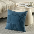 thumbnail image 4 of Fancy Homi Set of 2 Dusty Blue Boho Decorative Throw Pillow Covers 16x16 inch for Living Room Bedroom Couch Bed Sofa, Modern Farmhouse Home Decor, Soft Striped Plaid Corduroy Accent Cushion Case, 4 of 5