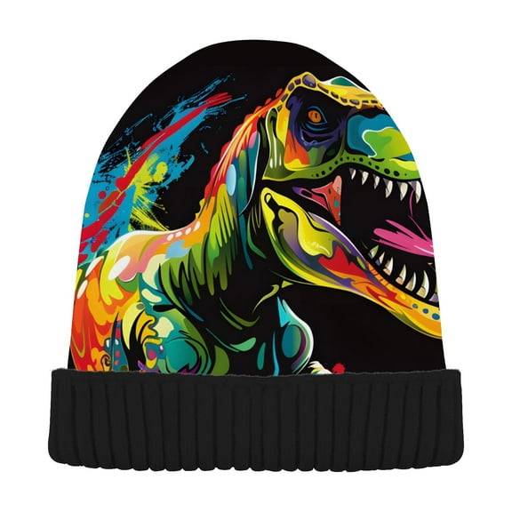 JSTEL Dinosaur T-rex Dino Beanie for Women Men Winter Hat Reversible Skull Knit Cap