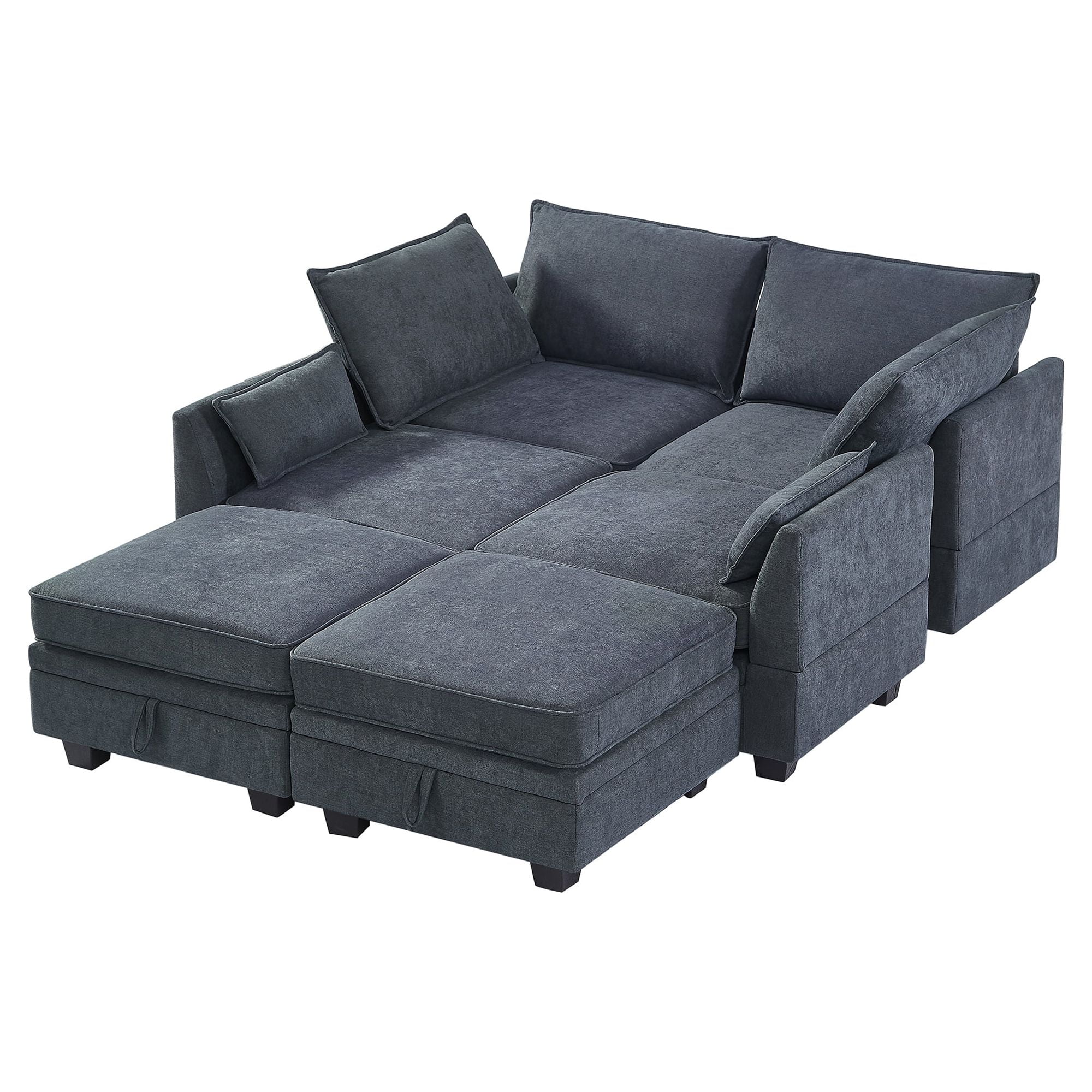 YYAo Modern Large U-Shape Modular Sectional Sofa, Reversible Sofa Bed with Storage Seat for Living Room, Dark Gray YYAo Modern Large U-Shape Modular Sectional Sofa, Reversible Sofa Bed with Storage Seat for Living Room, Dark Gray