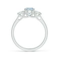 thumbnail image 2 of ANGARA Natural Classic Round Aquamarine and Diamond Three Stone Ring in 925 Sterling Silver for Women (Size-6mm) | March Birthstone, Anniversary, Jewelry Gift for Women | Natural Aquamarine Ring, 2 of 9