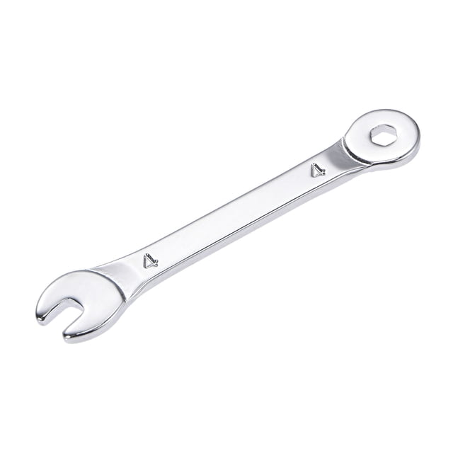 Llave combinada delgada Uxcell de 6 puntos, chapada en cromo espejo de acero de alto carbono, 4mm