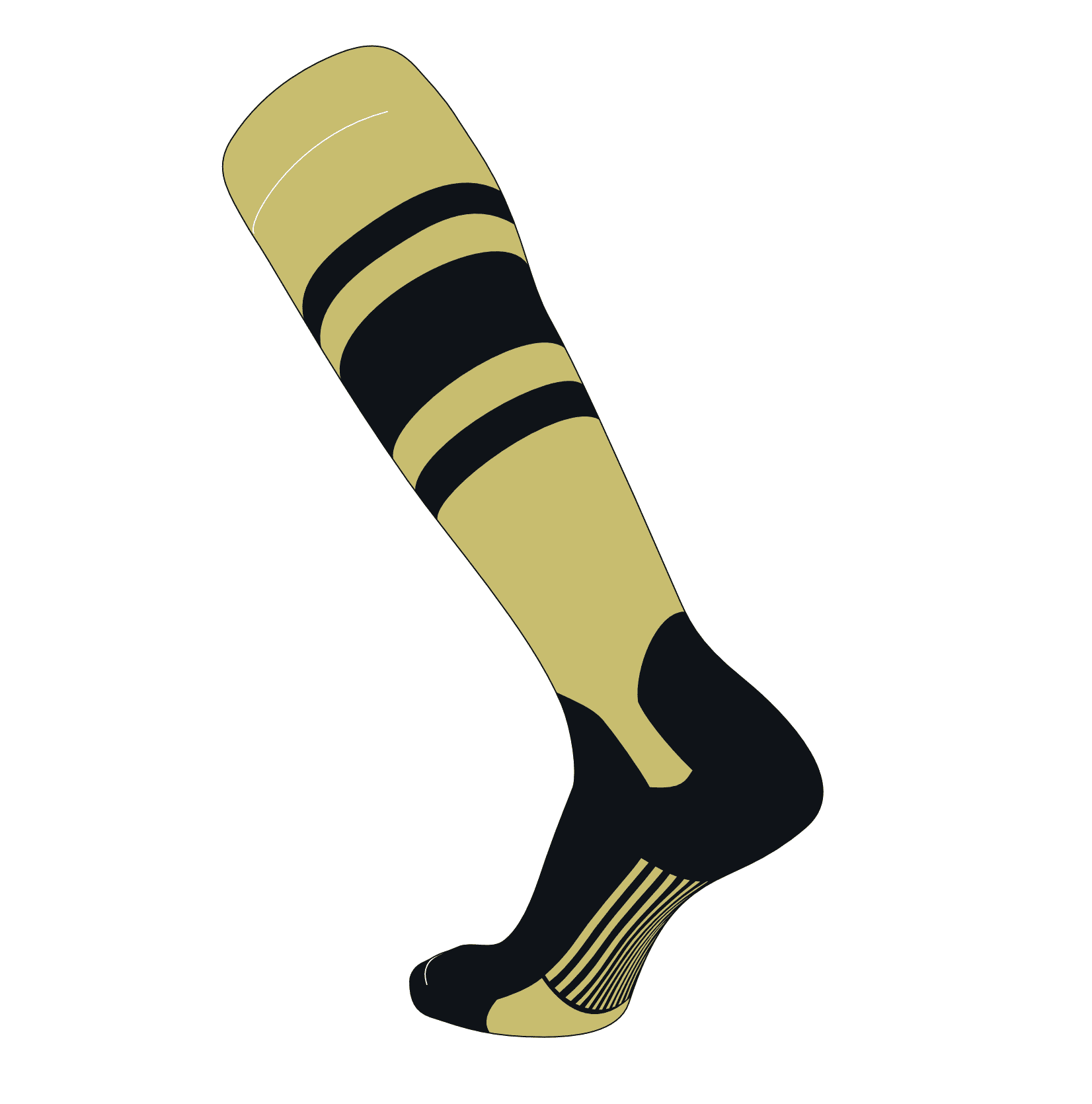 TCK Elite Baseball Knee High Stirrup Socks (C, 5in) Vegas Gold, Black