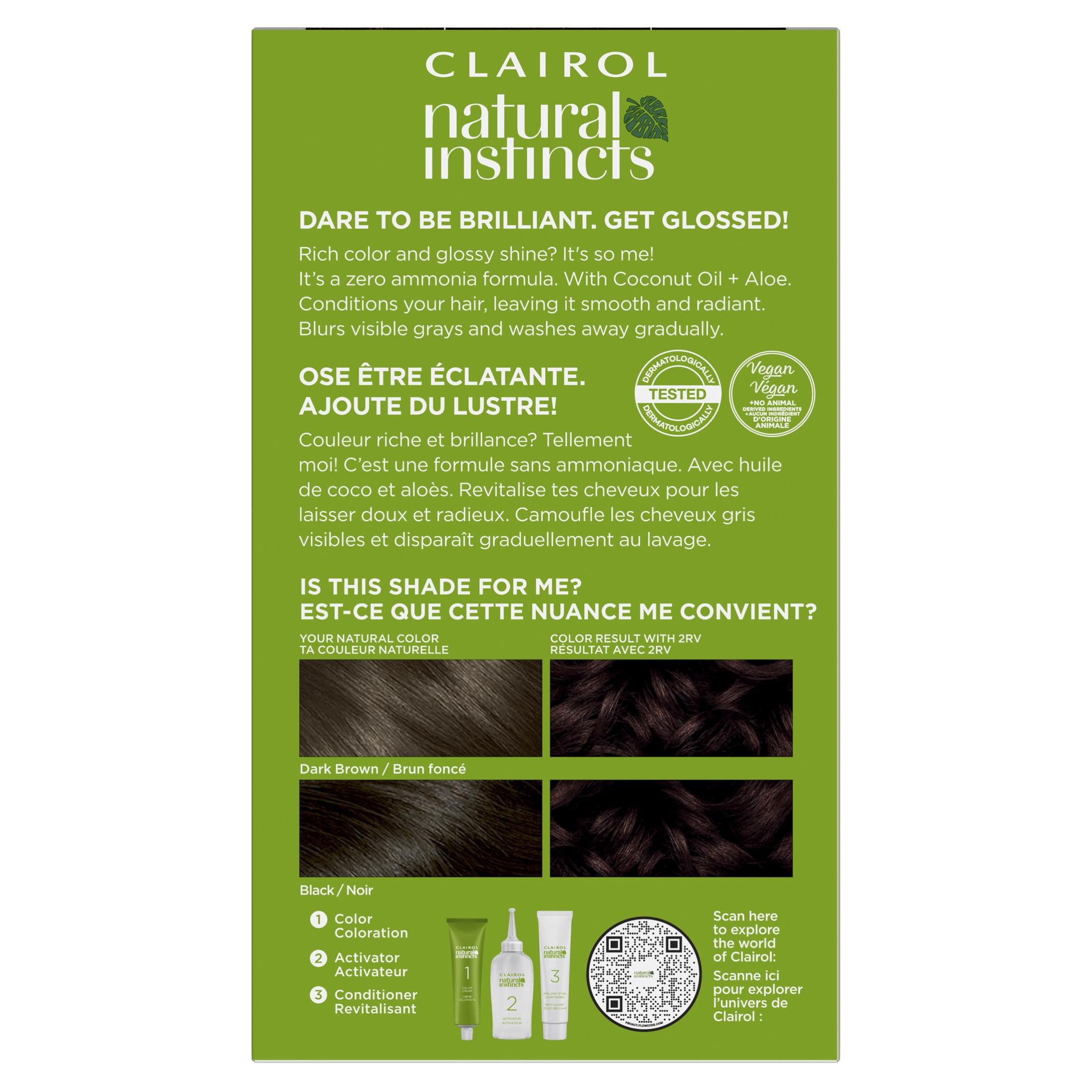 Clairol Natural Instincts Demi- Permanent Hair Color Creme, 2RV Burgundy Black, Hair Dye, 1 Application