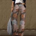 thumbnail image 2 of Yievot Wide Leg Pants for Women XL Brown Clearance Womens Elastic Waist Stretch Printing Thin Stretch Skinny Button Pants Trousers, 2 of 7