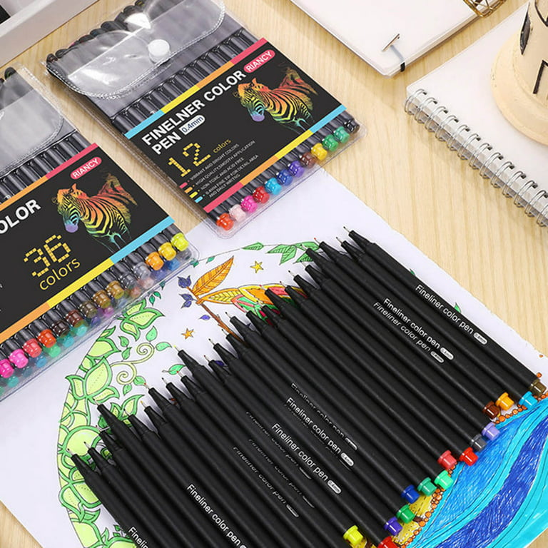 12 Color Fineliner Pens Set, Colored Sketch Writing Drawing Pens for  Journal Planner Note Taking and Coloring Book, Art Crafts Scrapbooks 