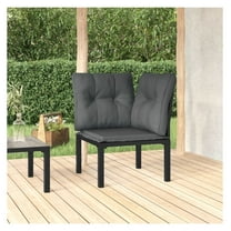 Patio Corner Chair with Cushions Black and Gray Rattan