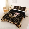 thumbnail image 2 of Manfei Leopard Print J Personalized Initial Queen Comforter Set 3pcs for Teens Female,Girls Vintage Bowtie Cheetah Print Bedding Comforter Set,Black Reversible,Microfiber Bedroom Decor, 2 of 6