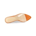 thumbnail image 4 of BLISSFUL STEP Women's Clear Point Toe High Block Heel Mules Slides Sandals Orange 9.5, 4 of 7