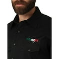 thumbnail image 4 of Wrangler Men's Western Logo Two Pocket Long Sleeve Button Shirt, Black, 2X Tall, 4 of 4