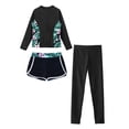 thumbnail image 3 of YONGHS 3Pcs Swimming Costume for Girls Rash Guard UPF 50+ Swimsuit Long Sleeve Surfing Bathing Suit Black 16, 3 of 7
