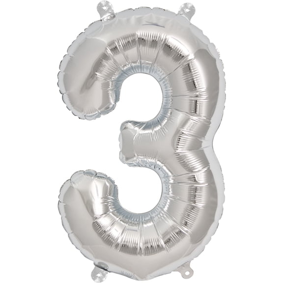 Number 3 Balloon, 13.5", Silver