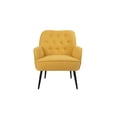 thumbnail image 3 of Accent Chair, Upholstered Armchair with Tufted Back and Armrest, Modern Mid Century Single Sofa Chair with Metal Legs Velvet Reading Chair for Living Room Bedroom Office, Easy Assemble, Yellow, 3 of 9