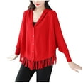 thumbnail image 1 of Gpaecead Cardigan Long à Col en V pour Femme, Manteau Chandail en Tricot Uni à devant Ouvert Rouge, 1 of 3