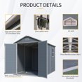thumbnail image 4 of 8x6 FT Outdoor Storage Shed with Floor, Resin Tool Shed with Window and Air Vent, Plastic Outdoor Storage Shed for Backyard Garden Patio Lawn, Grey, 4 of 7