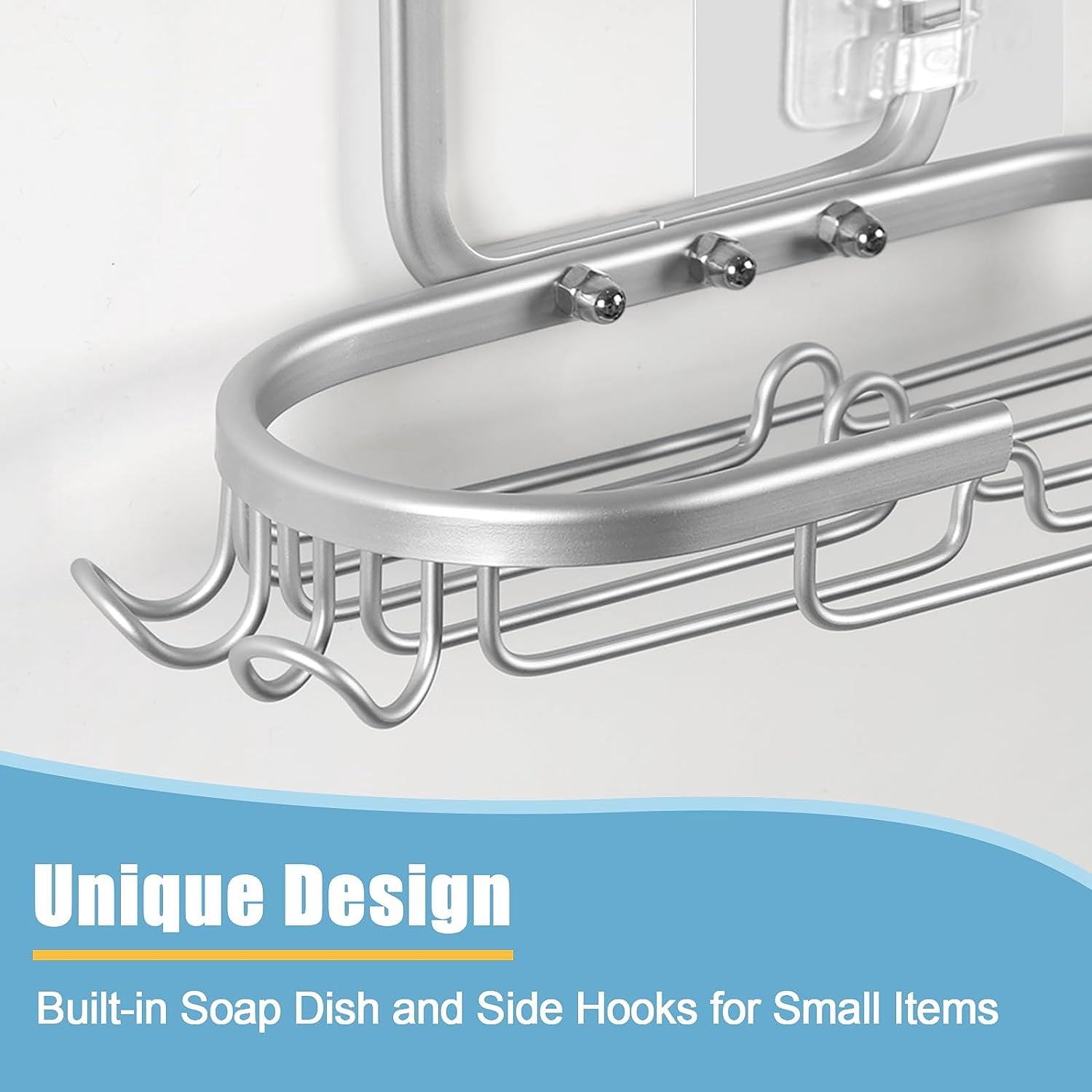 Over Shower Head Shower Caddy 3 Tier Hanging Organizer with Soap Holder and Hooks, Silver