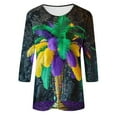thumbnail image 5 of successthop Mardi Gras Plus Size Outfits Casual Oversized Crewneck Tops Lightweight 3/4 Sleeve Outfits Vacation Shirts, 5 of 5