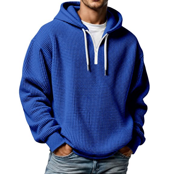 Bainana Men'S Half Zip Hoodie Long Sleeve Comfortable Hoody Solid Color Hooded Tops Streetwear Fall Outfit Size L