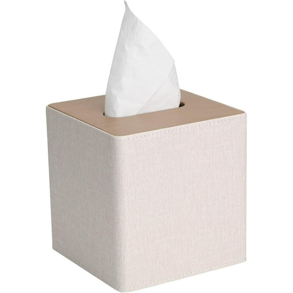 ABCISI Tissue Box Cover, Modern Square Facial Tissue Holder for Living Room, Car, Bedroom, Office,etc. (Beige)