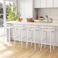 thumbnail image 2 of Gymax Bar Height Stools Set of 4 Bar Chair w/ Acacia Wood Frame Supporting Legs White, 2 of 7