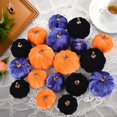 thumbnail image 4 of 1 Pc Handmade Velvet Pumpkin, 2.16*2.16 Inch Crafted Faux Pumpkin with Realistic Resin Stem, Decor Ornament for Fall Halloween Thanksgiving Wedding Baby Shower Tabletop Home Decor,Black, 4 of 4