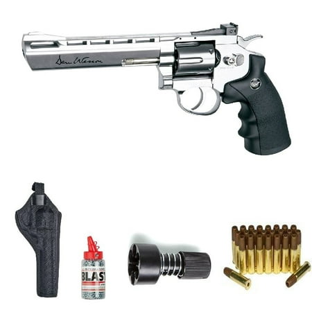 ASG Dan Wesson BB Air Gun with Holster/Cartridges/Extra BBs/Speed Loader, Silver,