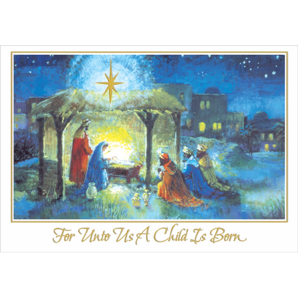 Designer Greetings Wise Men at Stable Box of 18 Religious Christmas