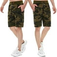 thumbnail image 4 of Tyhengta Mens Shorts Casual Drawstring Zipper Pockets Elastic Waist Camo Army 42, 4 of 7