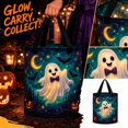 thumbnail image 2 of Halloween Glowing Trick-or-Treat Basket | Canvas Candy Bucket with Handles, Light Up Designs, 2 of 3