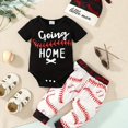 thumbnail image 1 of 3pcs Newborn Infant "GOING HOME" Graphic Bodysuit Onesies & Elastic Waist Baseball Graphic Pants & Hat Set, Baby Boys Toddler Summer Clothes, 1 of 5