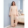 thumbnail image 4 of Cueply Women's Plus Size Pajama Sets Long Sleeve Tops and Pants Soft Lounge Sleepwear Set Casual Pjs with Pockets, 4 of 9