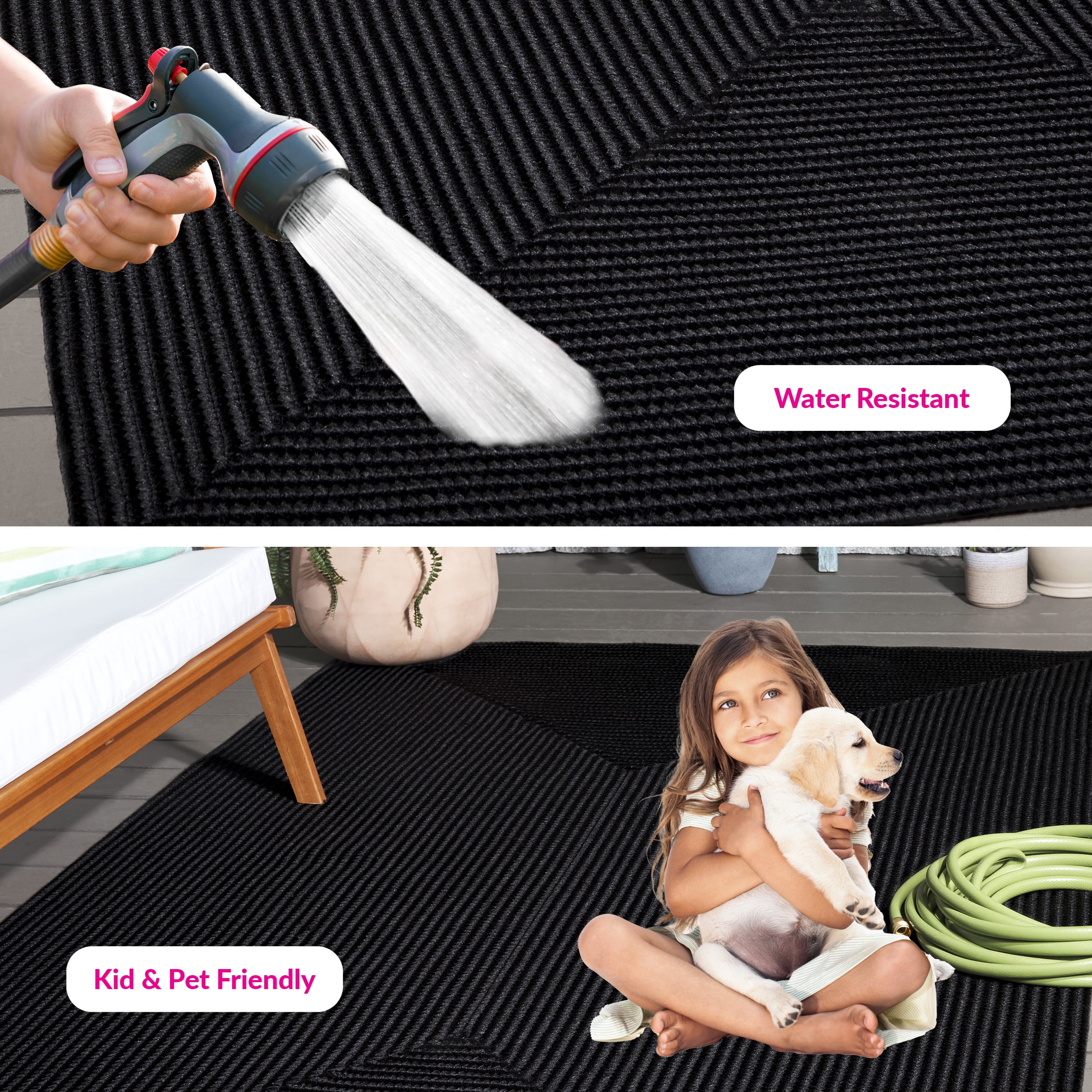 SAFAVIEH Braided Rishika Solid Machine Washable Reversible Area Rug, Black, 2' x 3'