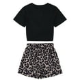thumbnail image 2 of Girl's 2 Piece Outfit Short Sleeve Twist Crop Top and Print Shorts Sets Cute Clothing Set 3-12Y, 2 of 5