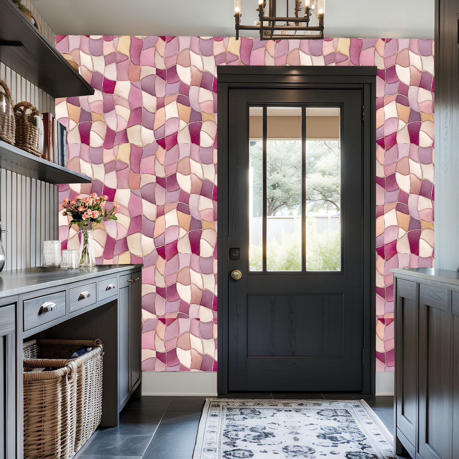 Pastel Peel and Stick Wallpaper Gentle Watercolor Grid Soft Pink White Squares Wall Mural 17.7in x 9.8ft Self Adhesive Removable Wall Paper Renter Friendly Wallpaper for Girls Bedroom Classroom