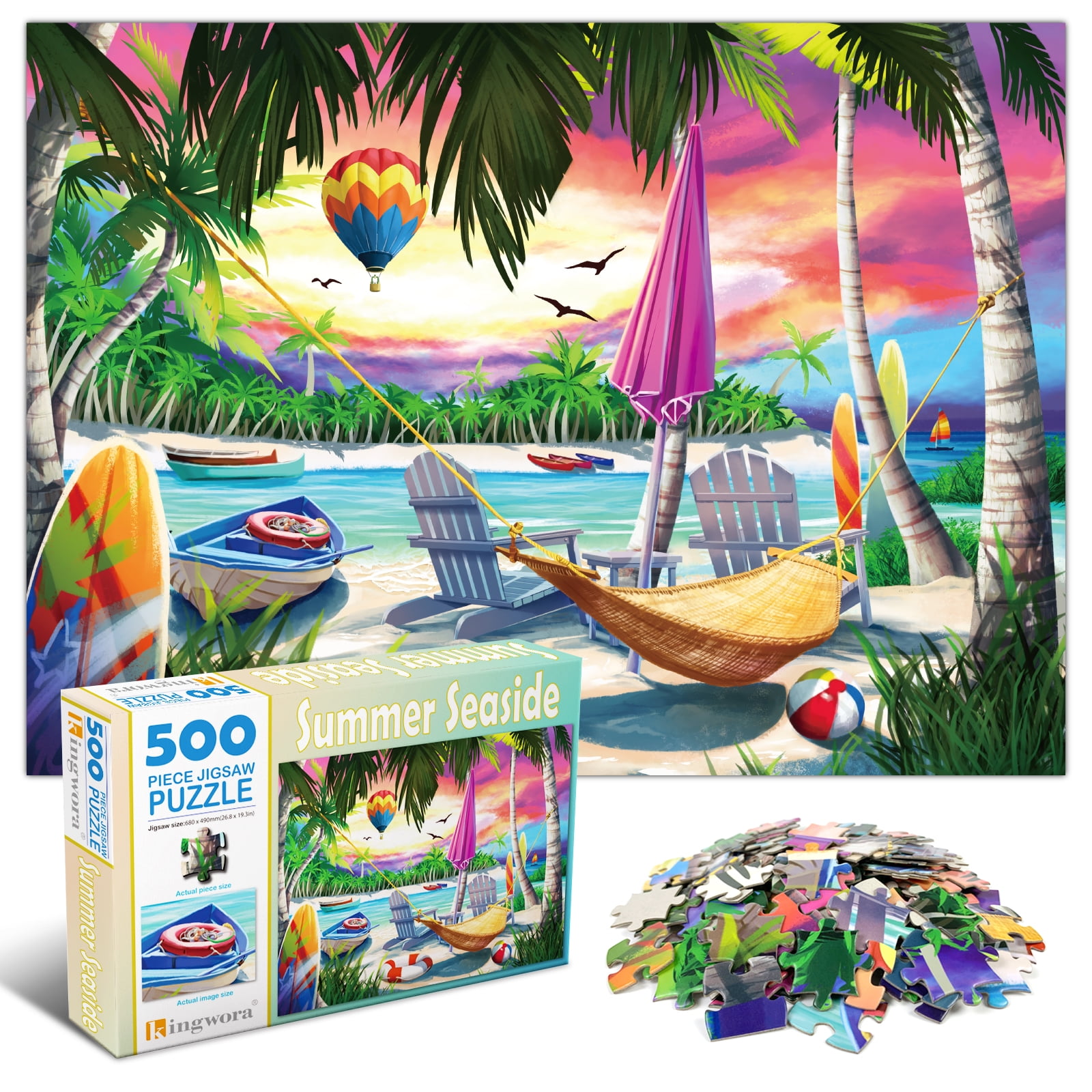 Jigsaw Puzzles 500 Pieces, Hawaiian Summer Seaside Floor Puzzles for