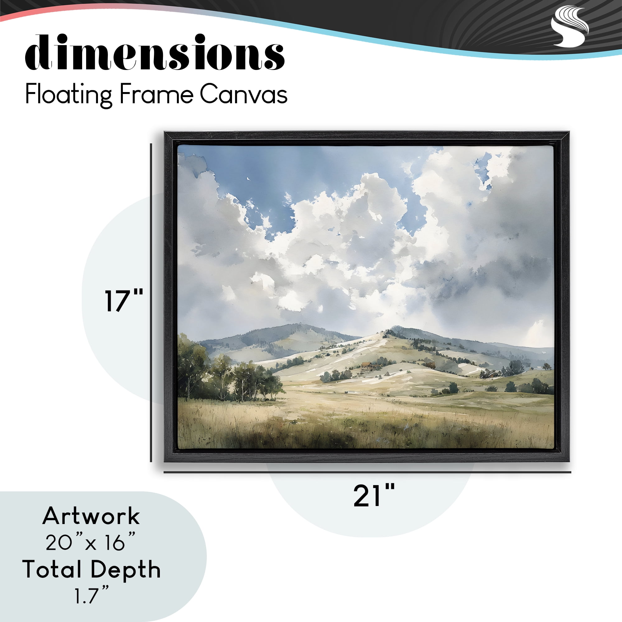 Stupell Industries Tranquil Hills Meadow Black Framed Floater Canvas Wall Art, design by Franklyn Gregory
