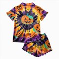 thumbnail image 4 of Futezty Girls Halloween Pajama Set Short Sleeve Button Down Silky Satin Girl PJS Kids Sleepwear Fall Winter Nightwear Loungewear Sets 1T-14T, 4 of 5