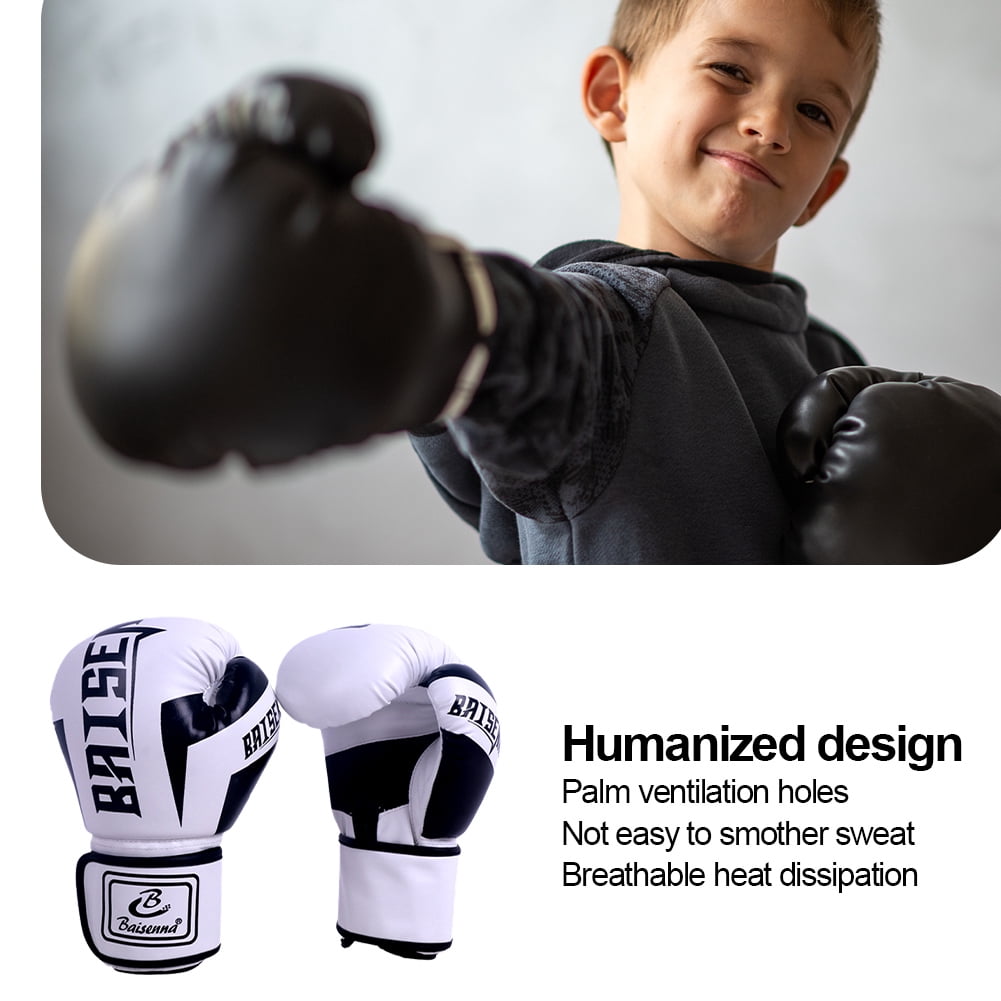 BLEEUS Pu Boxing Gloves Mitts Hand Protector For Sports Fitness Supplies (Children White)