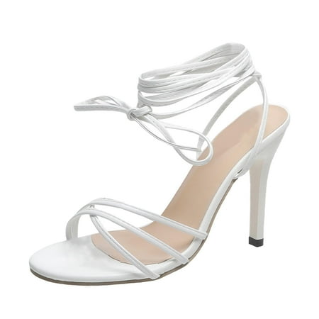 

YanHoo Womens Lace Up Heels Sandals Strappy Stiletto Heels Sandal Cute Tie up Summer Sandals Lace Up Sandals Open Toe Wrap Ankle Strap Sandal Shoes