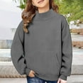 thumbnail image 4 of XIMIN Mock Neck Sweatshirt for Girl Kids Cotton Pullover Shirts Long Sleeve Turtleneck Casual Solid Color Pullover Girls Turtleneck for Autumn and Winter, 4 of 8