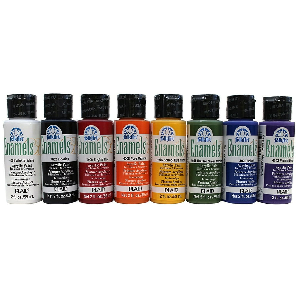 FolkArt Enamels Glass Painting Paint Set, 8 Colors, 2oz, ENAM8SET ...