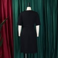 thumbnail image 5 of AURA Womens Pleated Midi Dress High Waist Belted A Line Crewneck Five Sleeve Elegant Summer Work Dress with Zipper, 5 of 10