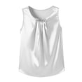 thumbnail image 4 of Duoif Womens Tank Tops, Satin Mock Neck Blouse, Pleated Sleeveless Work Shirts for Women White L, 4 of 4