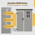thumbnail image 6 of Lofka 5x3 FT Resin Outdoor Storage Shed with Floor, Lockable Waterproof Garden Shed for Backyard Patio Gray White, 6 of 11