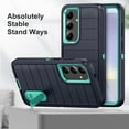 thumbnail image 4 of SaniMore for Samsung Galaxy S24 Hybird Case, [Tempered Glass Screen Protector] Rugged PC Back Shockproof TPU Shell Hidden Kickstand Drop Resistant Anti-slip Heavy Duty Protective Cover, Darkvblue/Cyan, 4 of 9